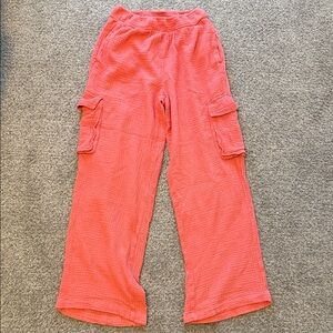 Aerie Coral Wide Leg Cargo Beach Pants